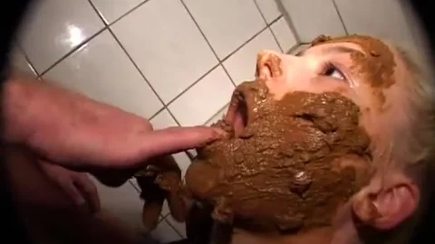 Blonde girl gets dirty in mud, then fucks a guy